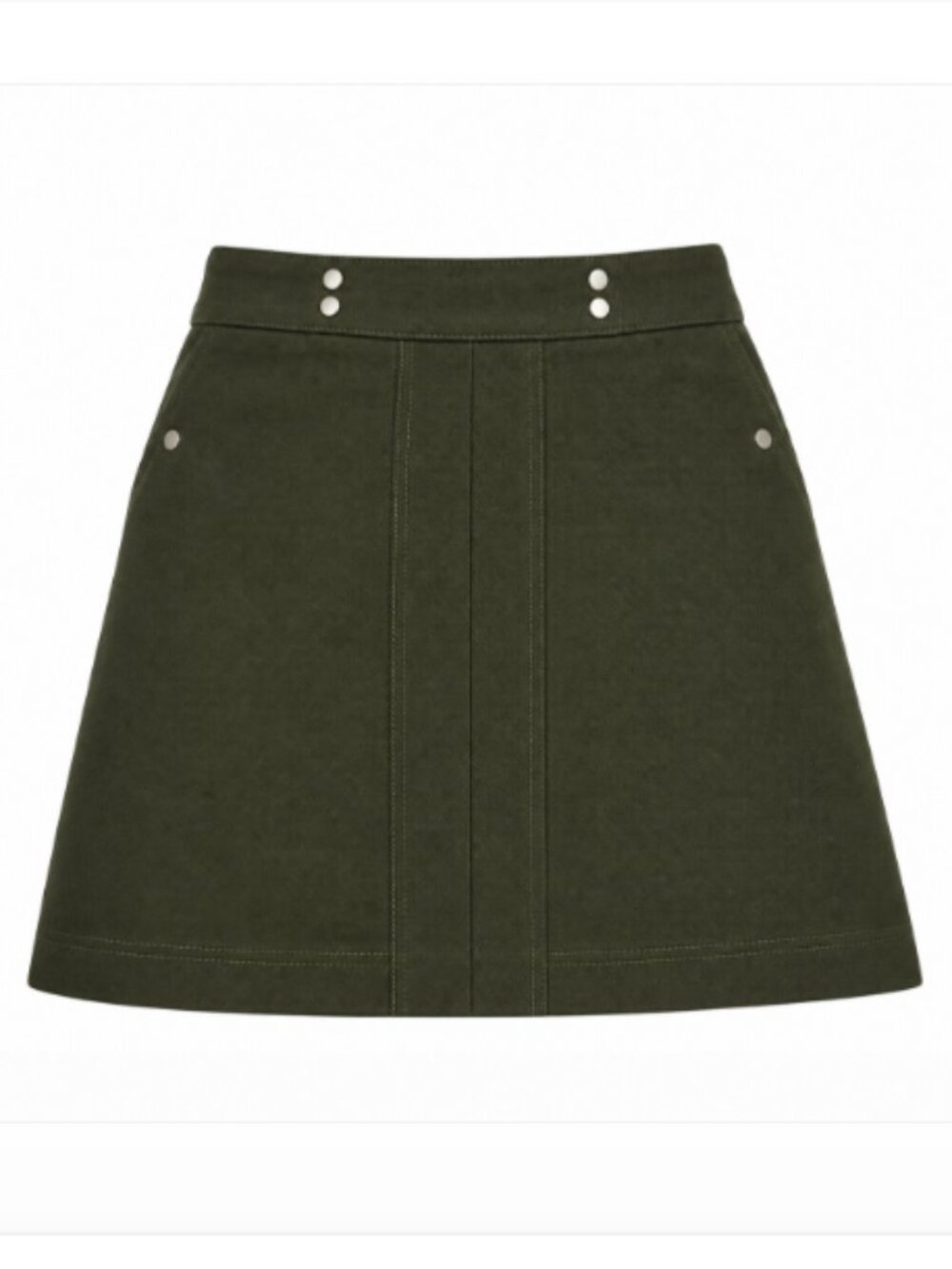 H&M Olive Green Mini Skirt with Metal Studs Women's Size 4 NWT